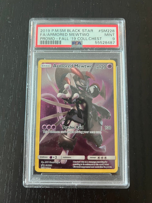 2019 P.M.SM Black Star Full Art Armored Mewtwo | Promo Fall 2019 Collector's Chest #SM228 - PSA 9 MINT - Supra Chie Sneakers