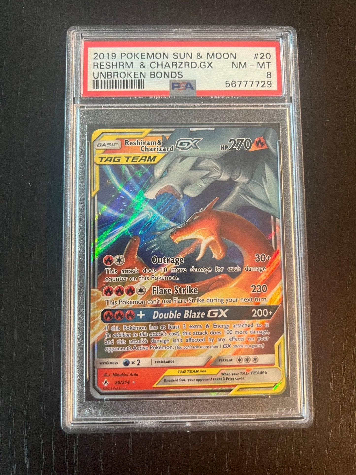 2019 Pokemon Sun & Moon Reshiram & Charizard GX | Unbroken Bonds #20 - PSA 8 Near Mint - Mint - Supra Sneakers