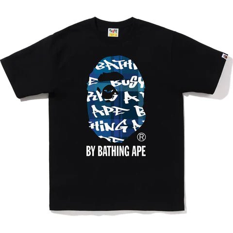 Bape Graffiti Check by Bathing Ape Tee Black / Blue - Supra Sneakers