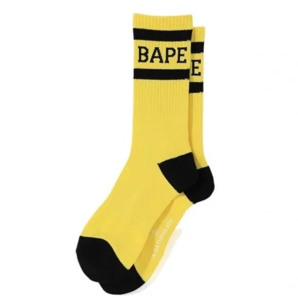 BAPE Yellow Socks Black Font - Supra Sneakers