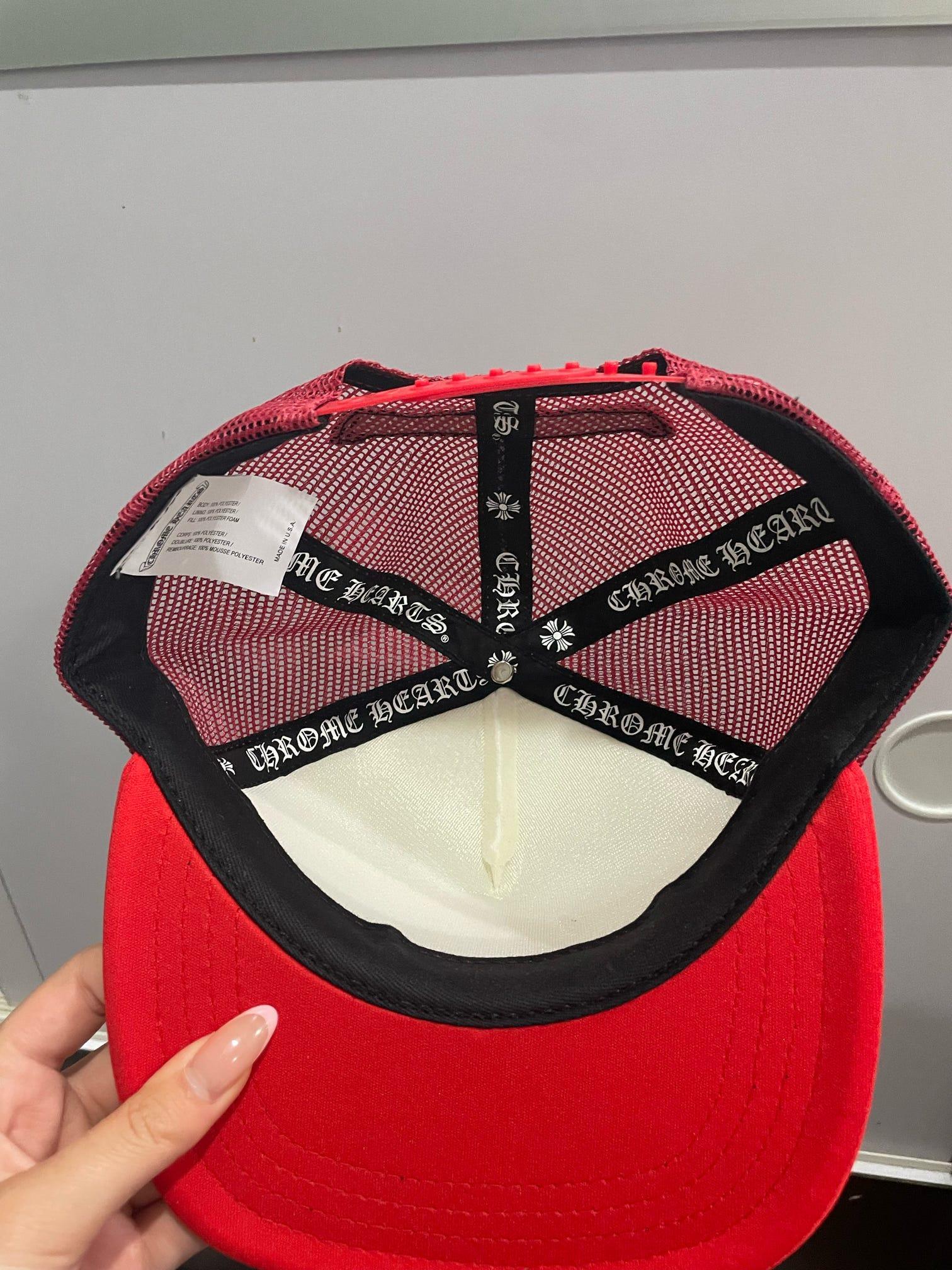 $550.00 - Chrome Hearts King Taco Cross Trucker Hat Red