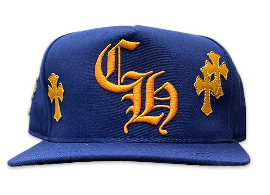 Chrome Hearts Leather Patches Snapback Hat Blue / Yellow - Sneakersbe Sneakers Sale Online