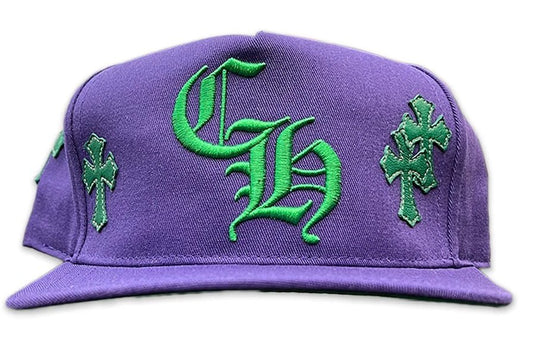 Chrome Hearts Leather Patches Snapback Hat Purple / Green - Supra Sneakers
