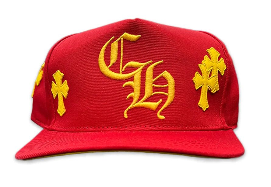 Chrome Hearts Leather Patches Snapback Hat Adiv Red / Yellow - Sneakersbe Sneakers Sale Online