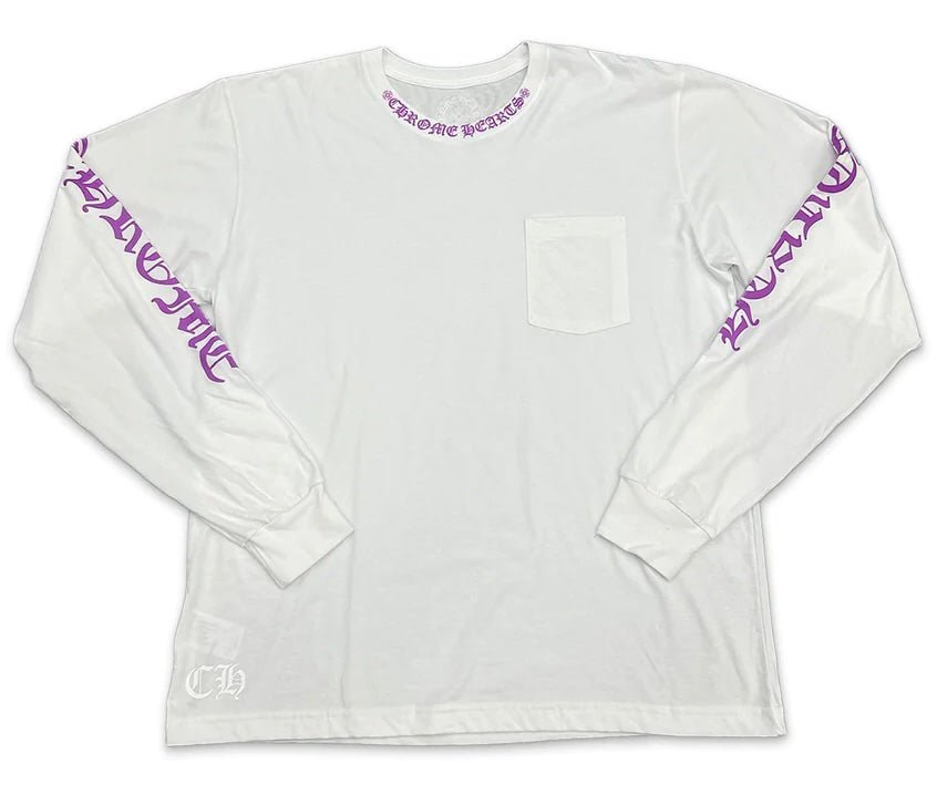Chrome Hearts Neck Scroll Logo L/S T-shirt White Purple - Paroissesaintefoy Sneakers Sale Online