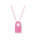 Chrome Hearts Silichrome Padlock Fleurknee Necklace Pink