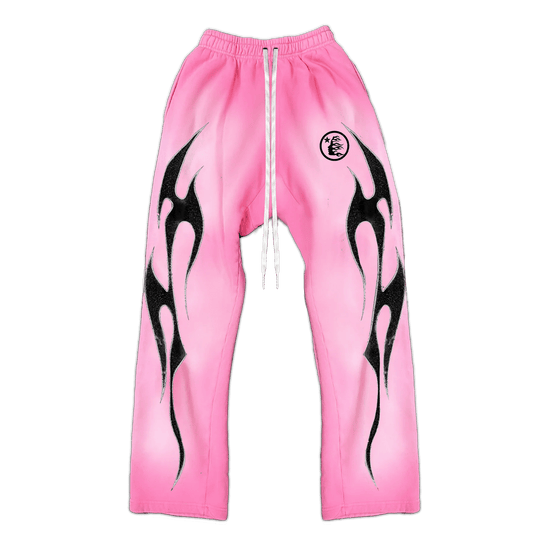Hellstar Flame Sweatpants Pink with Black Flame - Sneakersbe Sneakers Sale Online