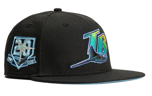 New Era 59 Fifty Tampa Bay Rays 20th Anniversary Patch Icy UV Hat - Black, Light Blue - Sneakersbe Sneakers Sale Online