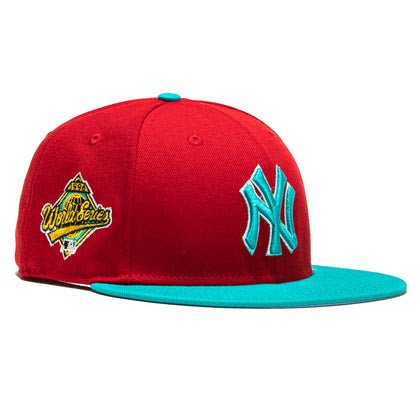 New Seniority 59Fifty Captain Planet 2.0 New York Yankees 1996 World Series Patch Hat - Red, Teal - Sneakersbe Sneakers Sale Online
