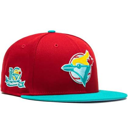 New Eldership 59FIFTY Captain Planet 2.0 Toronto Blue Jays 10TH Anniversary Patch Hat - Red, Teal - Sneakersbe Sneakers Sale Online