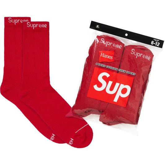 Supreme Hanes Crew Socks Red (4 Pack) - Sneakersbe Sneakers Sale Online
