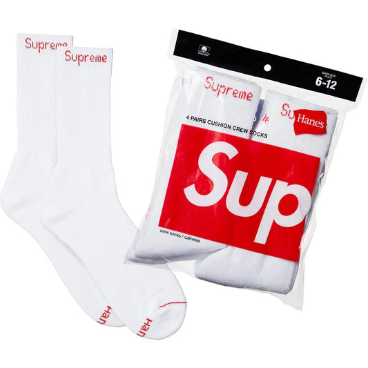Supreme Hanes Crew Socks White (4 Pack) - Sneakersbe Sneakers Sale Online