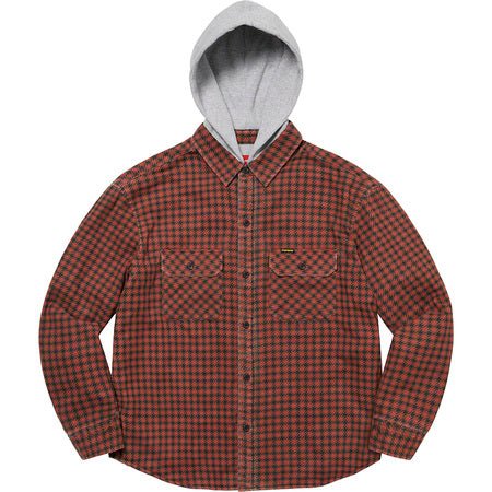 Supreme Houndstooth Flannel Hooded Shirt Red - Paroissesaintefoy Sneakers Sale Online