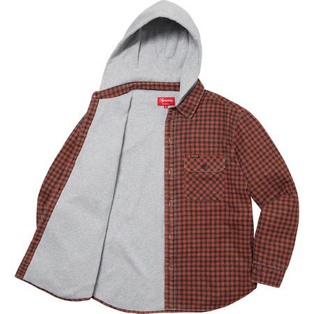 Supreme Houndstooth Flannel Hooded Shirt Red - Supra Sneakers