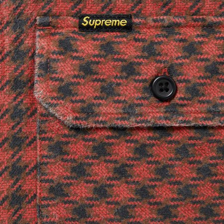 Supreme Houndstooth Flannel Hooded Shirt Red - Supra Sneakers