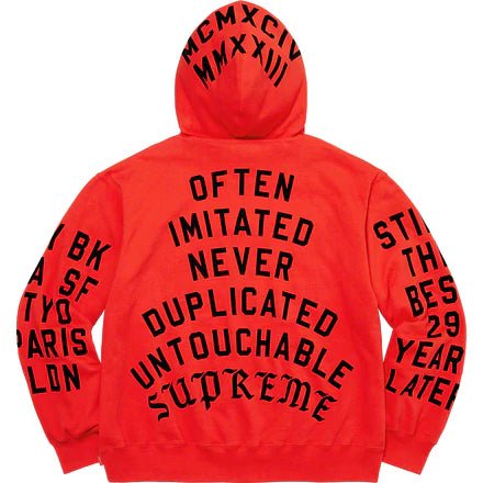 Supreme Team Flocked Hooded Sweatshirt Bright Red - Supra Sneakers