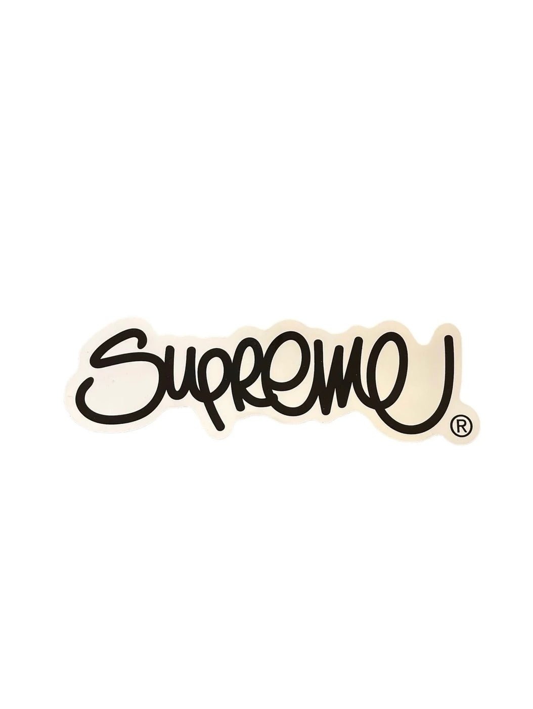 Supreme White Script Sticker - Supra Sneakers