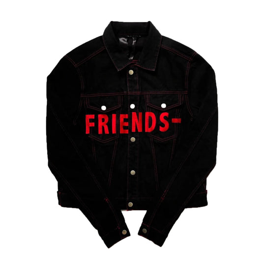 Vlone Friends Denim Jacket Black / Red (Gently Used) - Sneakersbe Sneakers Sale Online